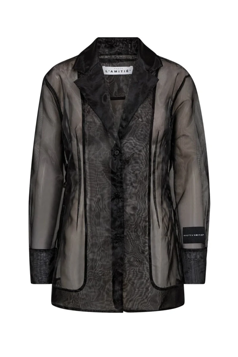 Haute L'Amitié - Ring Organza Blazer Shirt HL10632 - Black