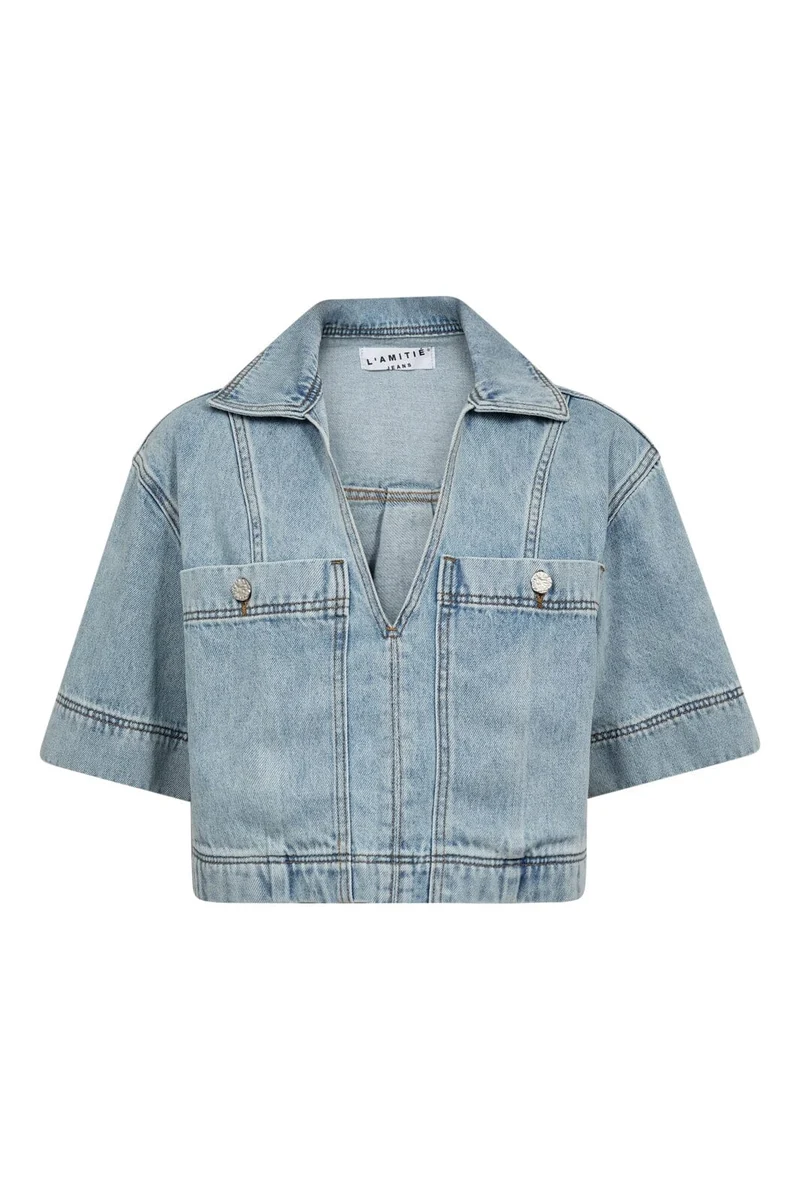Haute L'Amitié - Drew Denim Top HL10626 - Bleached Denim