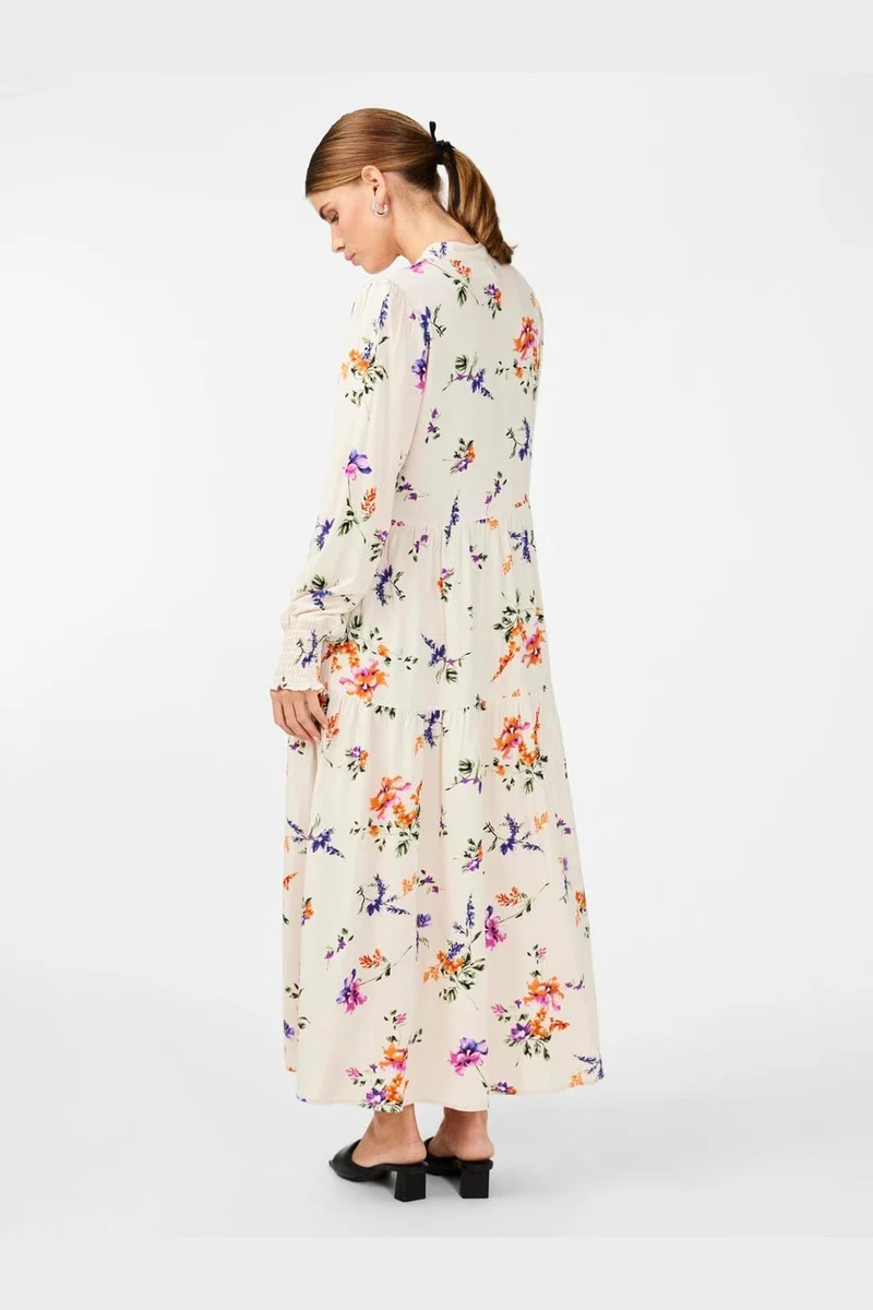 YAS - Yasasina Ls Long Dress - 4494594 Whitecap Gray Botanica Print