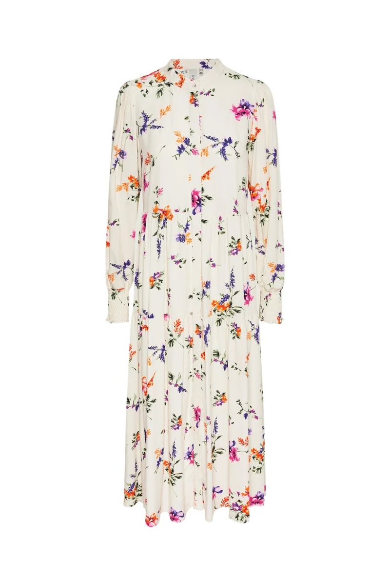 YAS - Yasasina Ls Long Dress - 4494594 Whitecap Gray Botanica Print