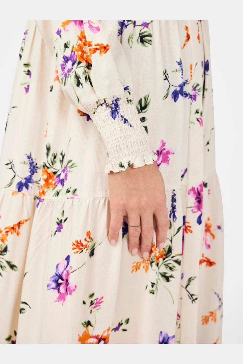 YAS - Yasasina Ls Long Dress - 4494594 Whitecap Gray Botanica Print