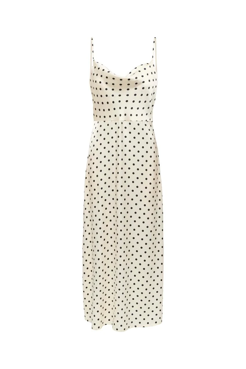Only - Onlhimi Strap Long Dress - 5092542 Cloud Dancer Black Dots