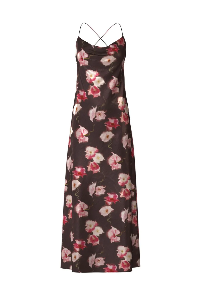 Object - Objsally Maxi Slip Dress - 5094699 Seal Brown Flowers