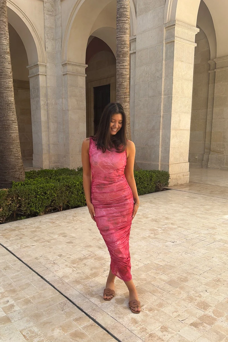 BYIC - Miraic Mesh Dress A23631 - Soft Rose Print