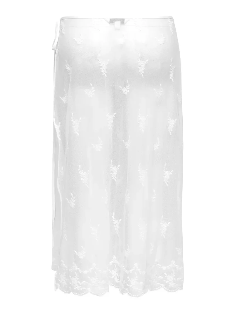 Only - Onlsafea Midi Mesh Lace Tie Skirt - 4987619 Bright White