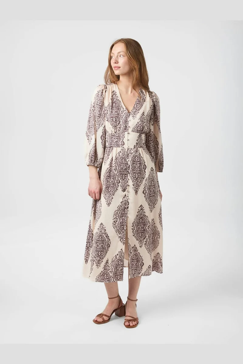Neo Noir - Olana Paisley Drop Dress 166207 - 174 - Burgundy