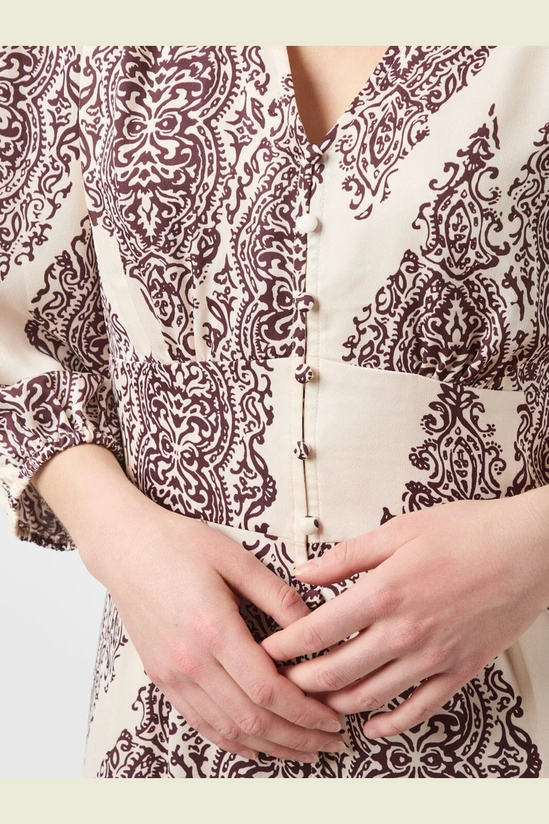 Neo Noir - Olana Paisley Drop Dress 166207 - 174 - Burgundy