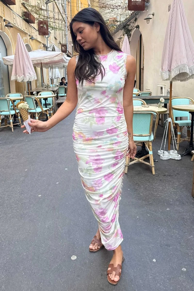 BYIC - Miraic Mesh Dress A23631 - Pink Flower Blush Print