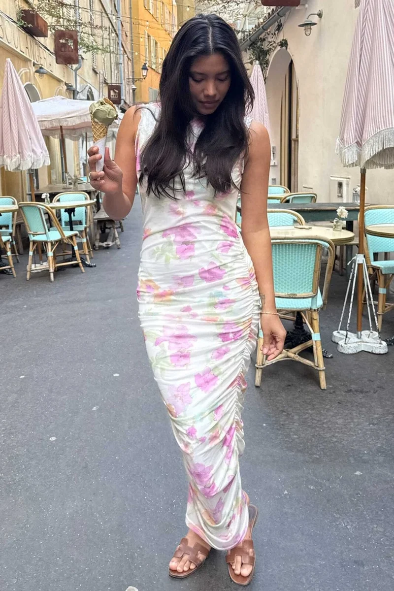 BYIC - Miraic Mesh Dress A23631 - Pink Flower Blush Print