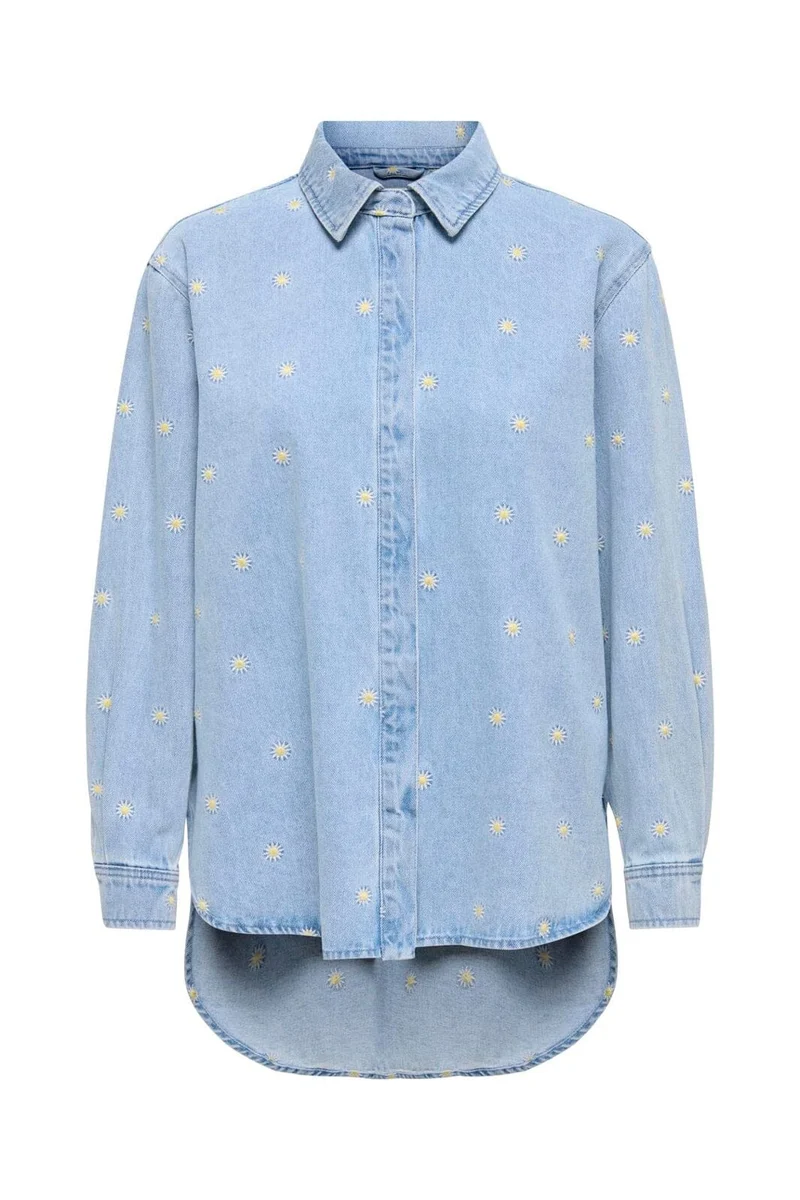 Only - Onlvera Ls Daisy Emb Shirt Qyt - 4992049 Medium Blue Denim