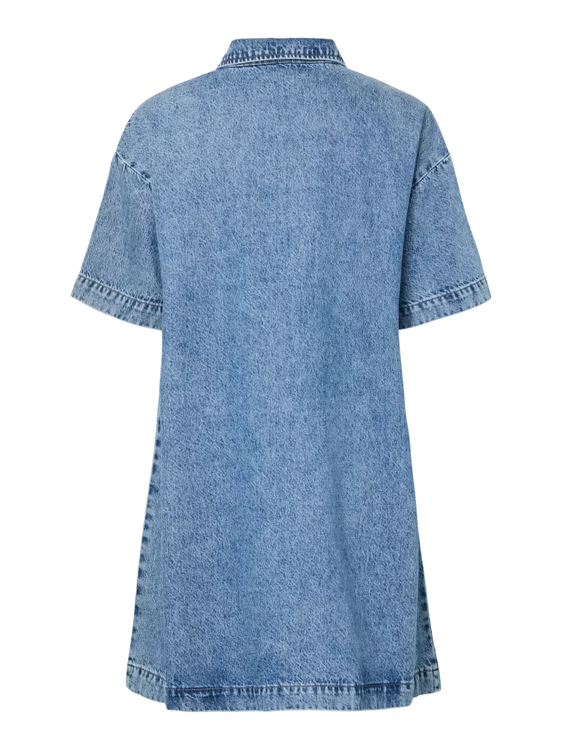 Pieces - Pcsky Ss A-Shape Denim Dress - 4898433 Medium Blue Denim