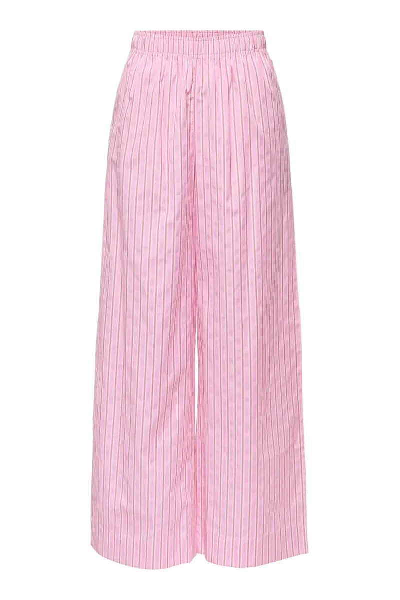 Only - Onlloris Striped Wide Pull Up Pants - 4988487 Lilac Sachet Spiced Apple