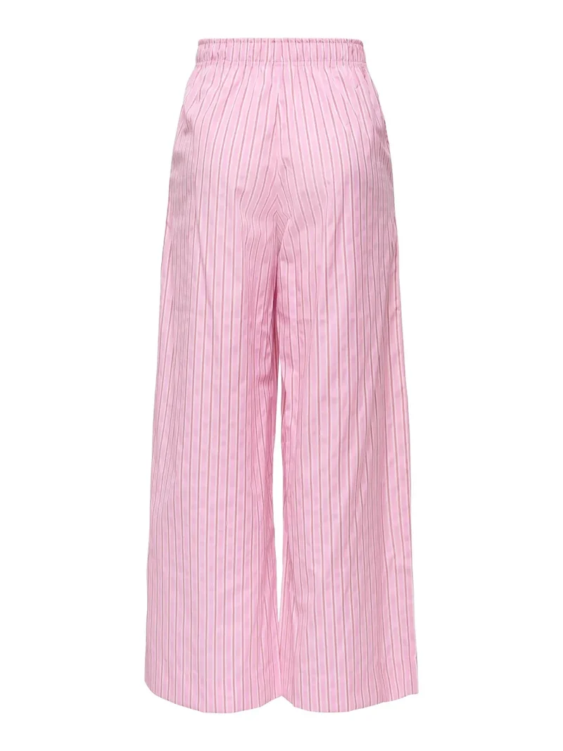 Only - Onlloris Striped Wide Pull Up Pants - 4988487 Lilac Sachet Spiced Apple