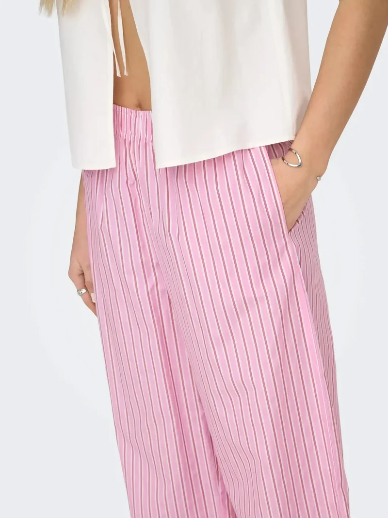Only - Onlloris Striped Wide Pull Up Pants - 4988487 Lilac Sachet Spiced Apple