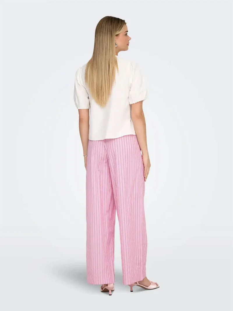 Only - Onlloris Striped Wide Pull Up Pants - 4988487 Lilac Sachet Spiced Apple