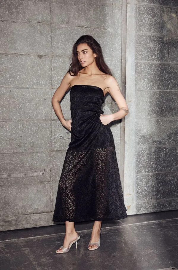 Haute L'Amitié - Summer Lace Tube Dress HL10611 - Black