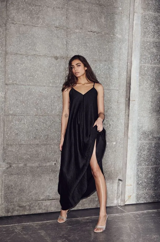 Haute L'Amitié - Corsica Pleat Strap Dress HL10601 - Black