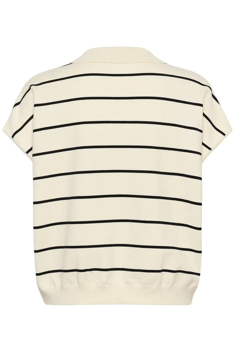 Gestuz - Gzsaia Ss Polo Pullover 10911206 - 109393 - Egret/Black Striped