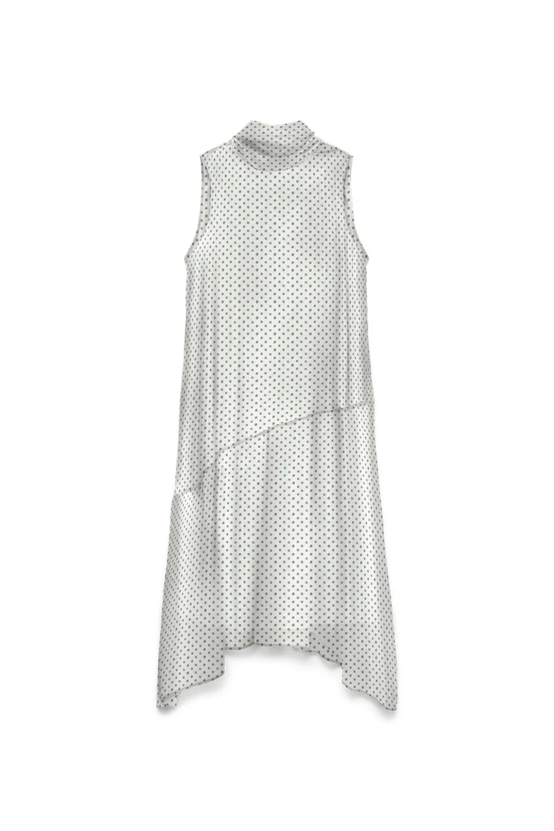 Vero Moda - Vmsmilla Sl Halterneck Long Dress - 5045931 Snow White Dot Black