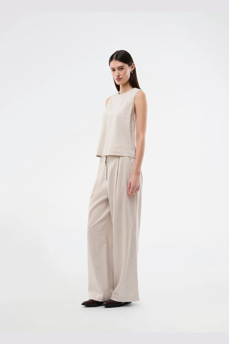 Modström - Galemd Linen Wide Pants 59141 - 105 - Beige Melange
