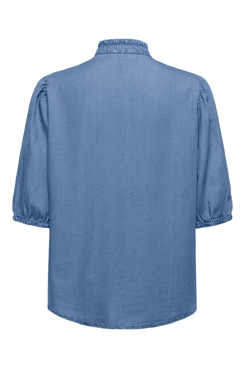 Only - Onlcharis Life 2/4 Frill Shirt Cc - 4910874 Medium Blue Denim