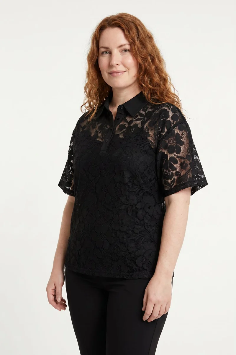 Dear Molly - Broderi Polo Shirt - Black