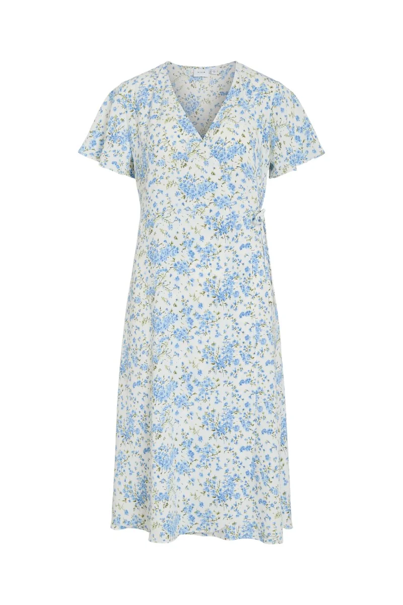 Vila - Vilovie S/S Wrap Midi Dress - 4997131 Snow White Bel