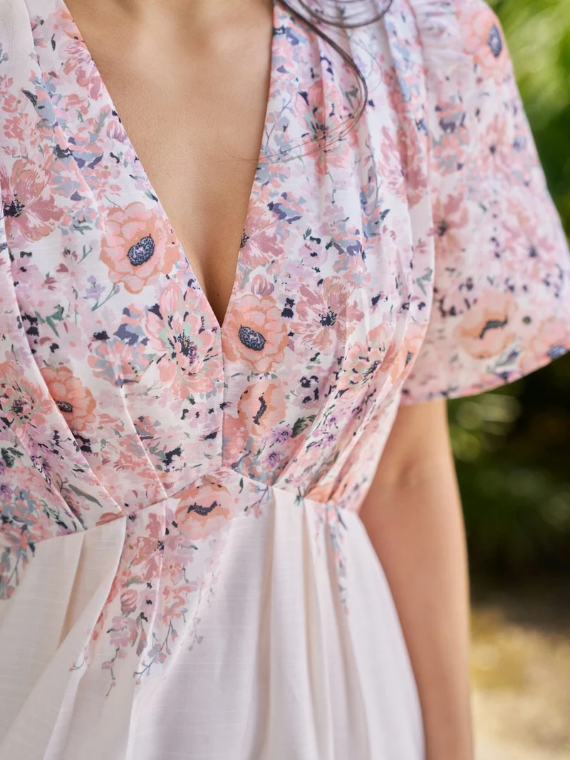 Neo Noir - Serna Flower Print Dress 166177 - 679 - Burned Powder