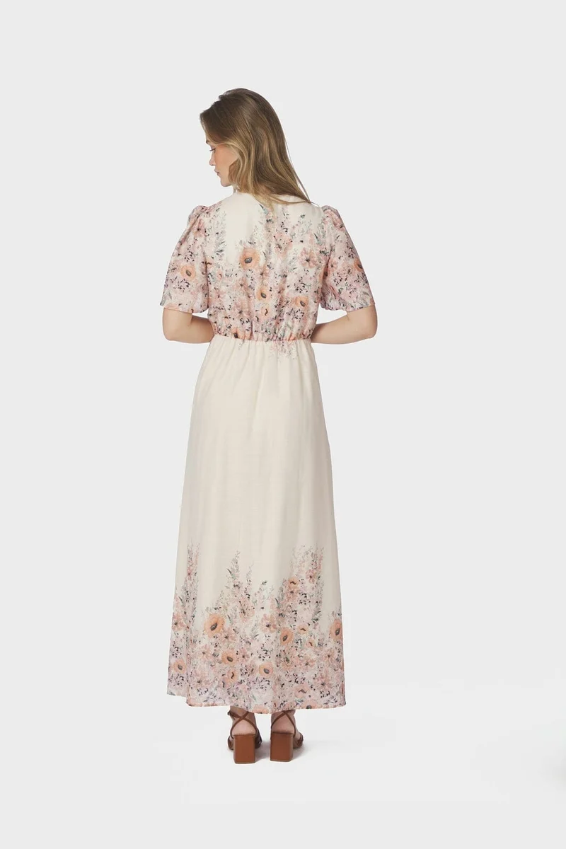 Neo Noir - Serna Flower Print Dress 166177 - 679 - Burned Powder