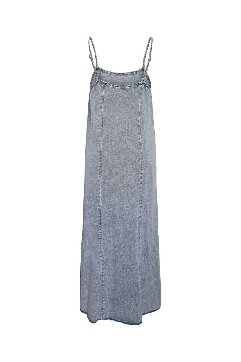 Noisy May - Nmsigne S/L Maxi Dress With Slit - 4984449 Light Blue Denim