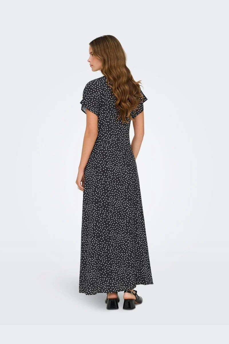 Only - Onlnova Life Vis Mollie Long Dress - 4974125 Black 722 Cool Dots
