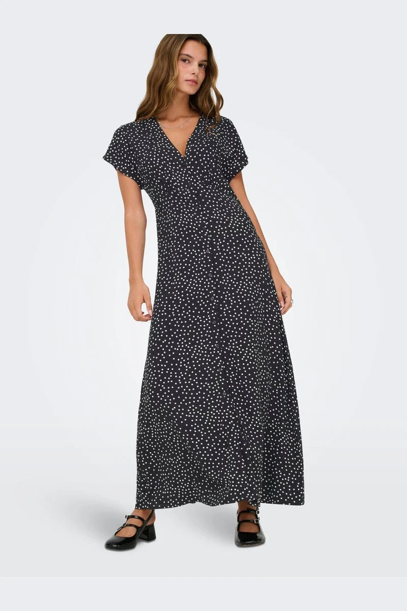 Only - Onlnova Life Vis Mollie Long Dress - 4974125 Black 722 Cool Dots