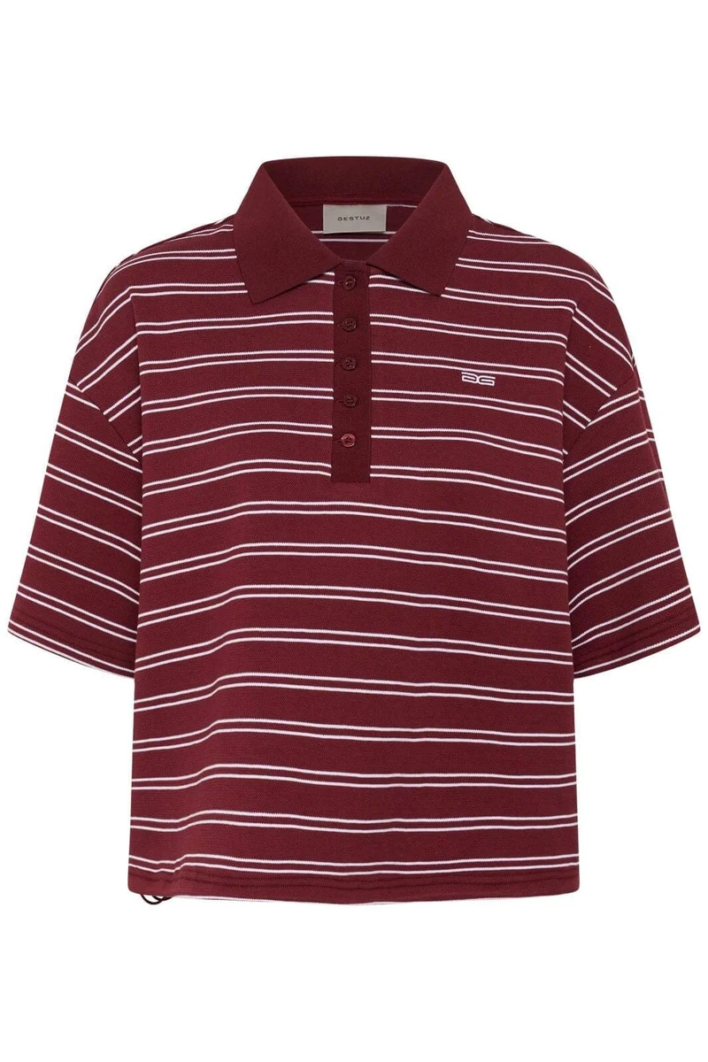 Gestuz - Gzpilova Polo Tee 10911229 - 109417 - Cabernet Striped