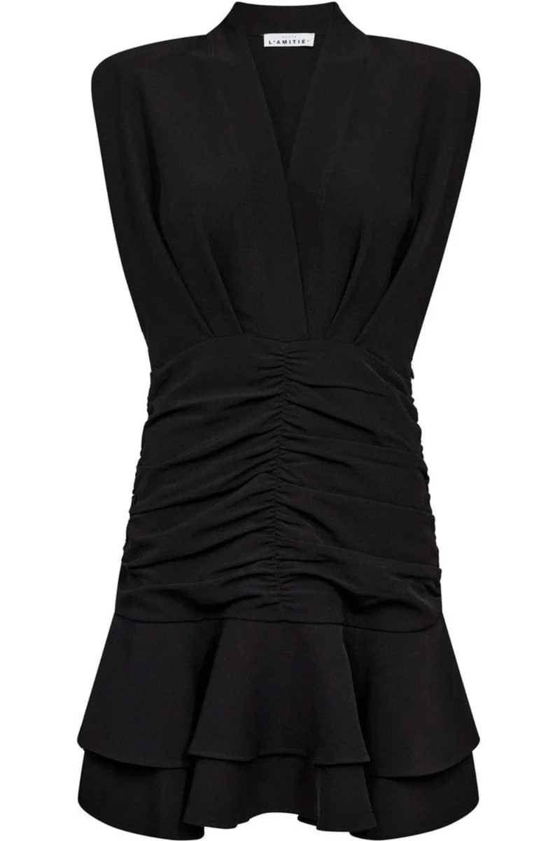 Haute L'Amitié - L'Egance Gather Crop Dress HL10549 - Black