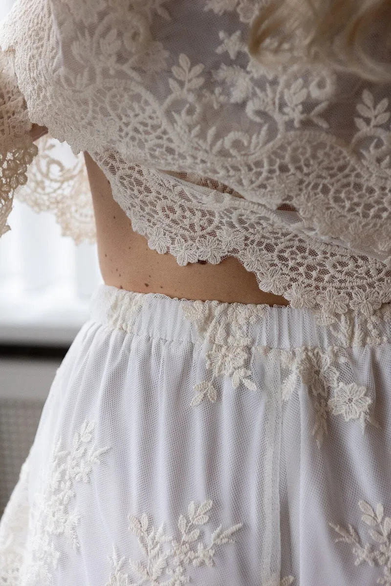 Molly&My x Melanie Due - Rikke V Lace Skorts 170072 - 122 - Creme