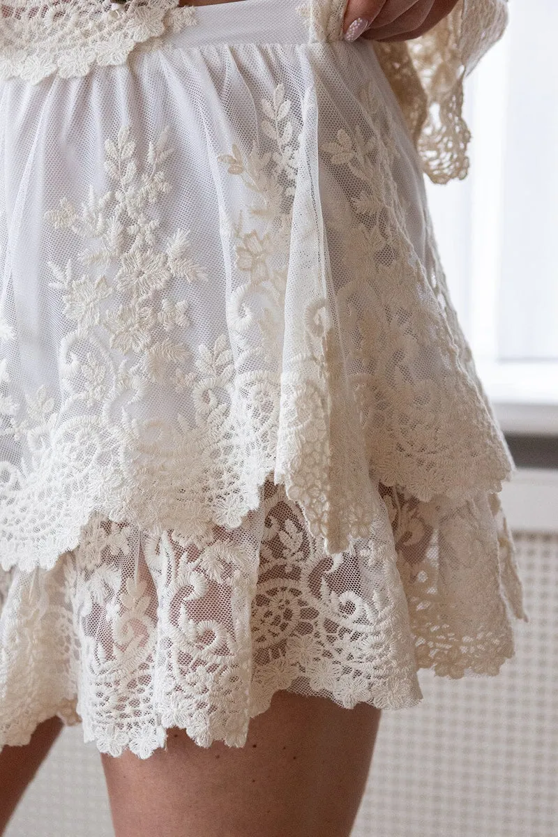 Molly&My x Melanie Due - Rikke V Lace Skorts 170072 - 122 - Creme