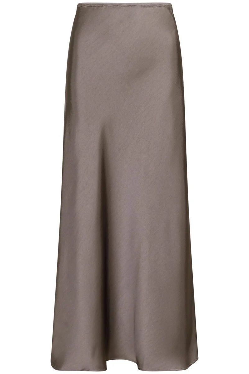 Neo Noir - Vicky Heavy Sateen Skirt - Warm Grey
