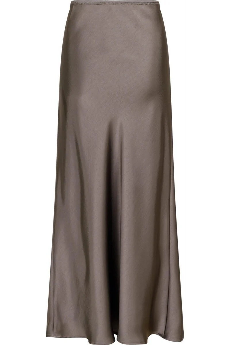 Neo Noir - Vicky Heavy Sateen Skirt - Warm Grey