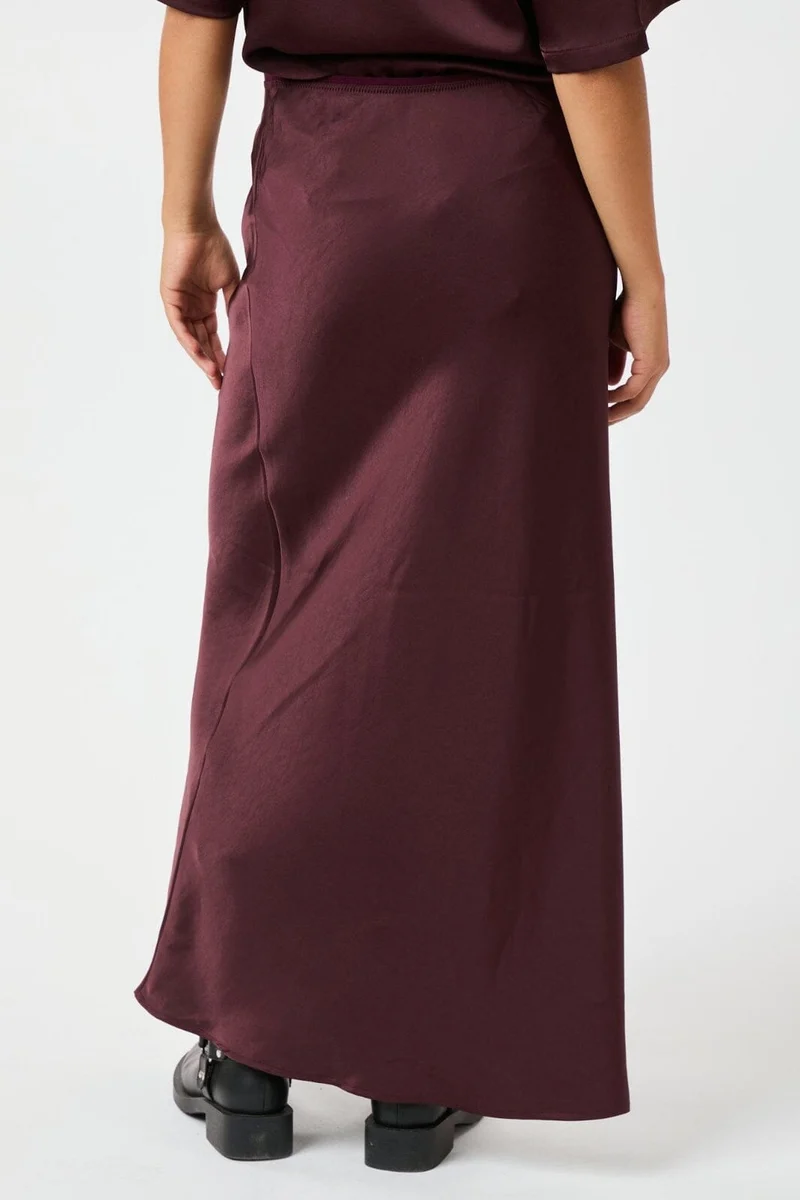 Neo Noir - Vicky Heavy Sateen Skirt 159588 - Burgundy
