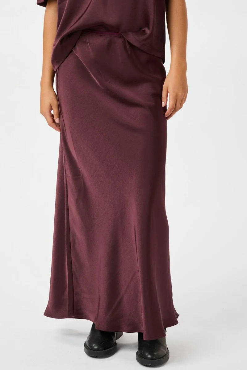 Neo Noir - Vicky Heavy Sateen Skirt 159588 - Burgundy
