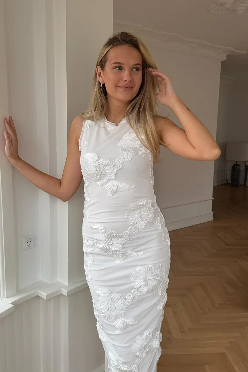 BYIC - Miraic Mesh Dress A23766 - White Flower