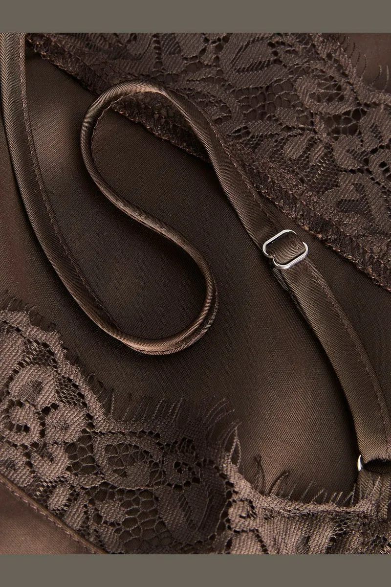 Jjxx - Jxvima Satin Sl Lace Mix Dress Ln - 5130794 Demitasse