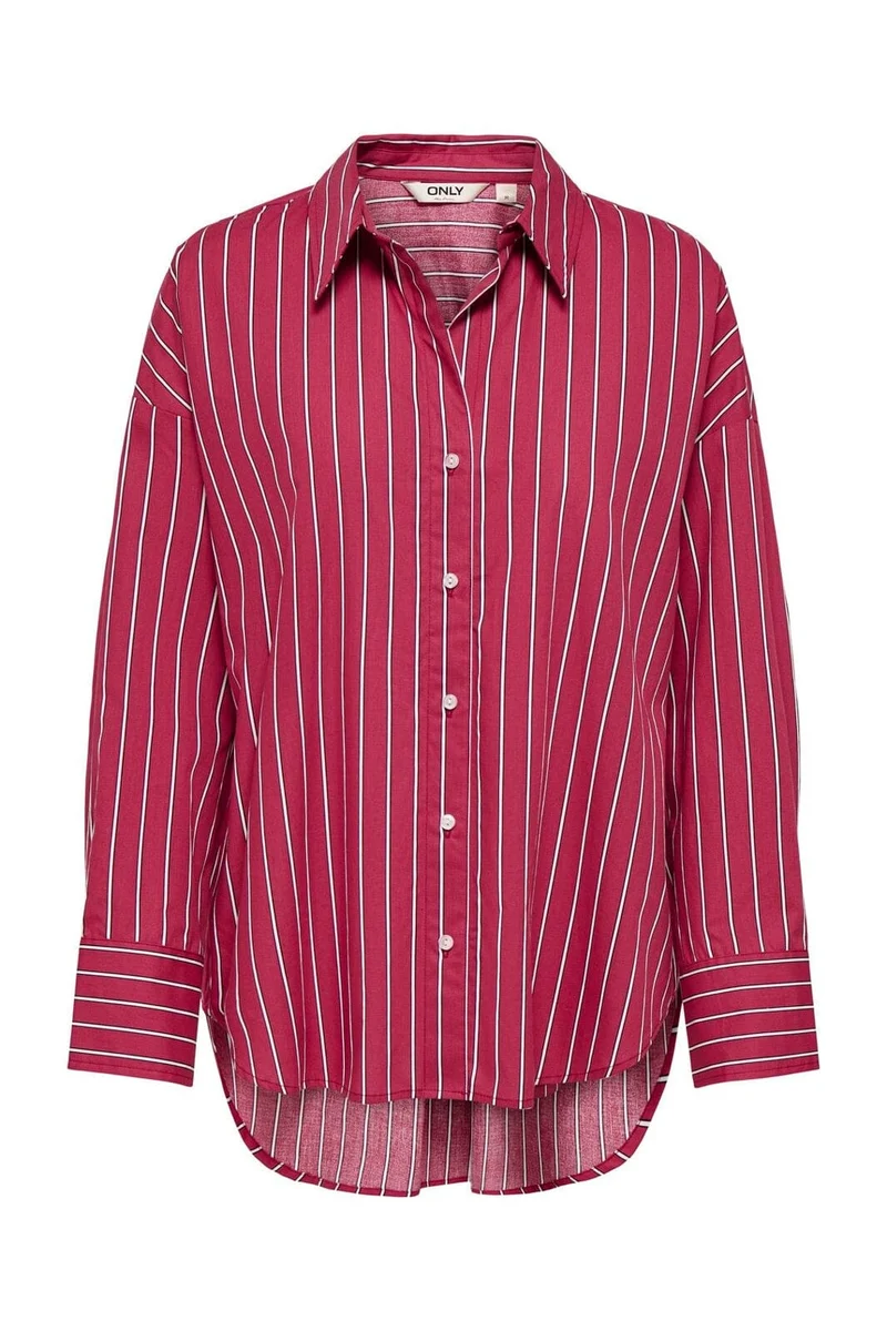 Only - Onloregon Nano Ls Shirt - 5116351 Deep Claret White