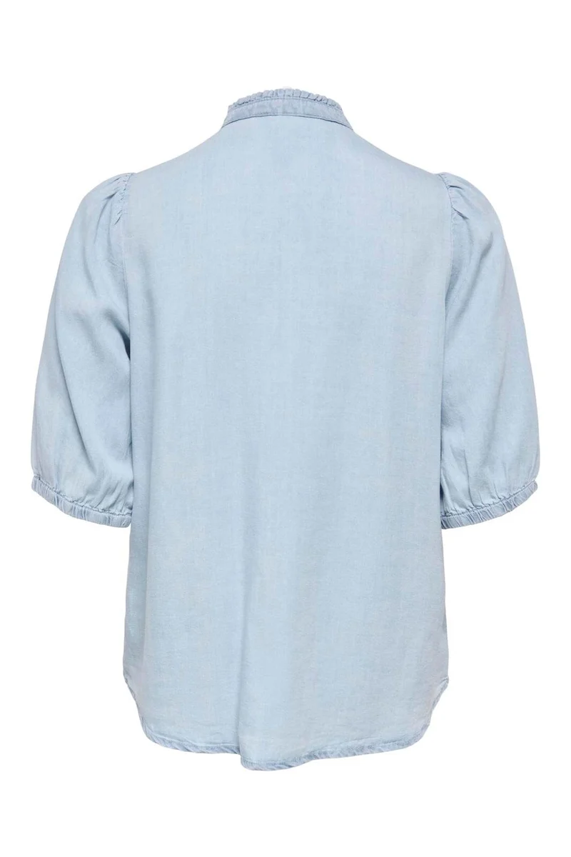 Only - Onlcharis Life 2/4 Frill Shirt Cc - 4977041 Light Blue Denim