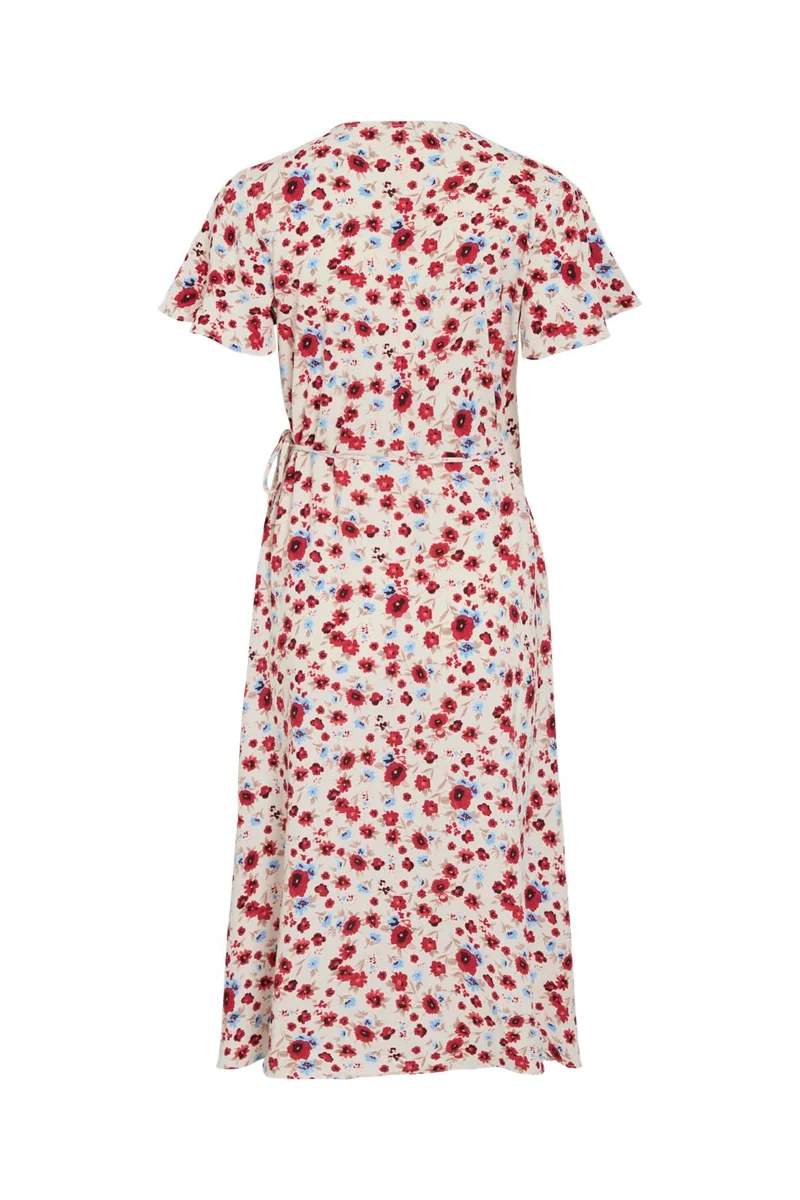 Vila - Vilovie S/S Wrap Midi Dress - 4997132 Birch Flo
