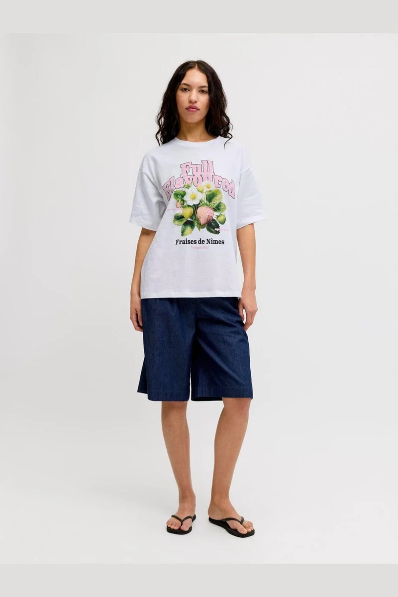 Jjxx - Jxmillow Loose Ss Tee Sp226 - 5008868 Bright White Strawberry