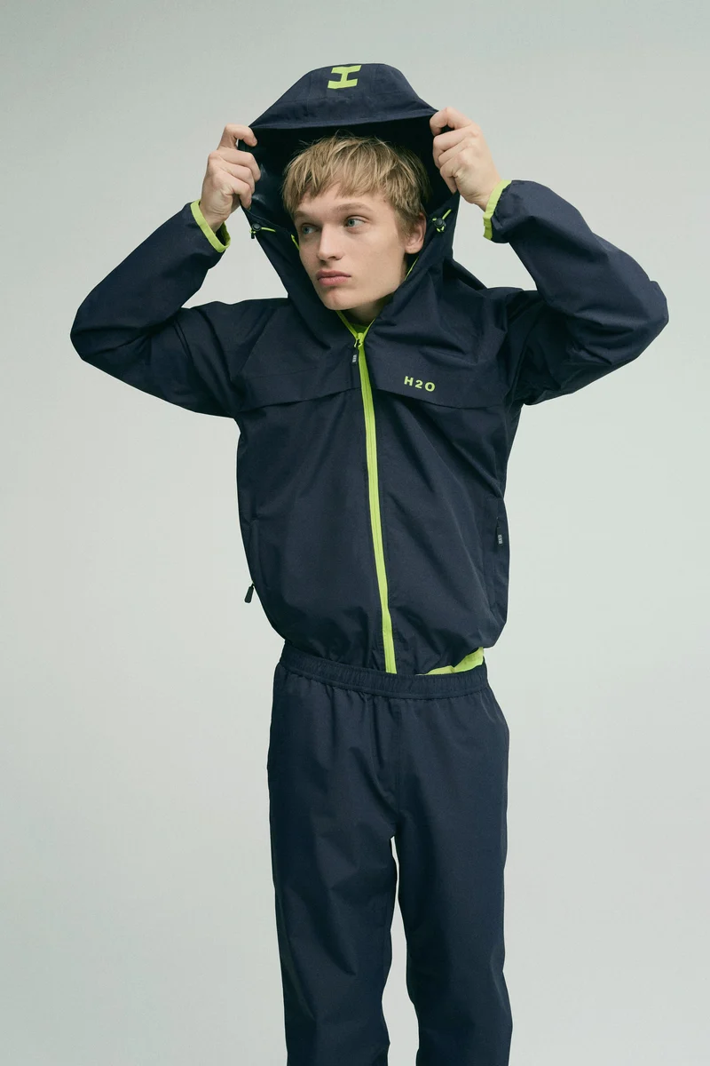 H2O - H2Rømø Festival Lw Rain Jacket Packable 100980-2 - 7021 - Navy/Lime