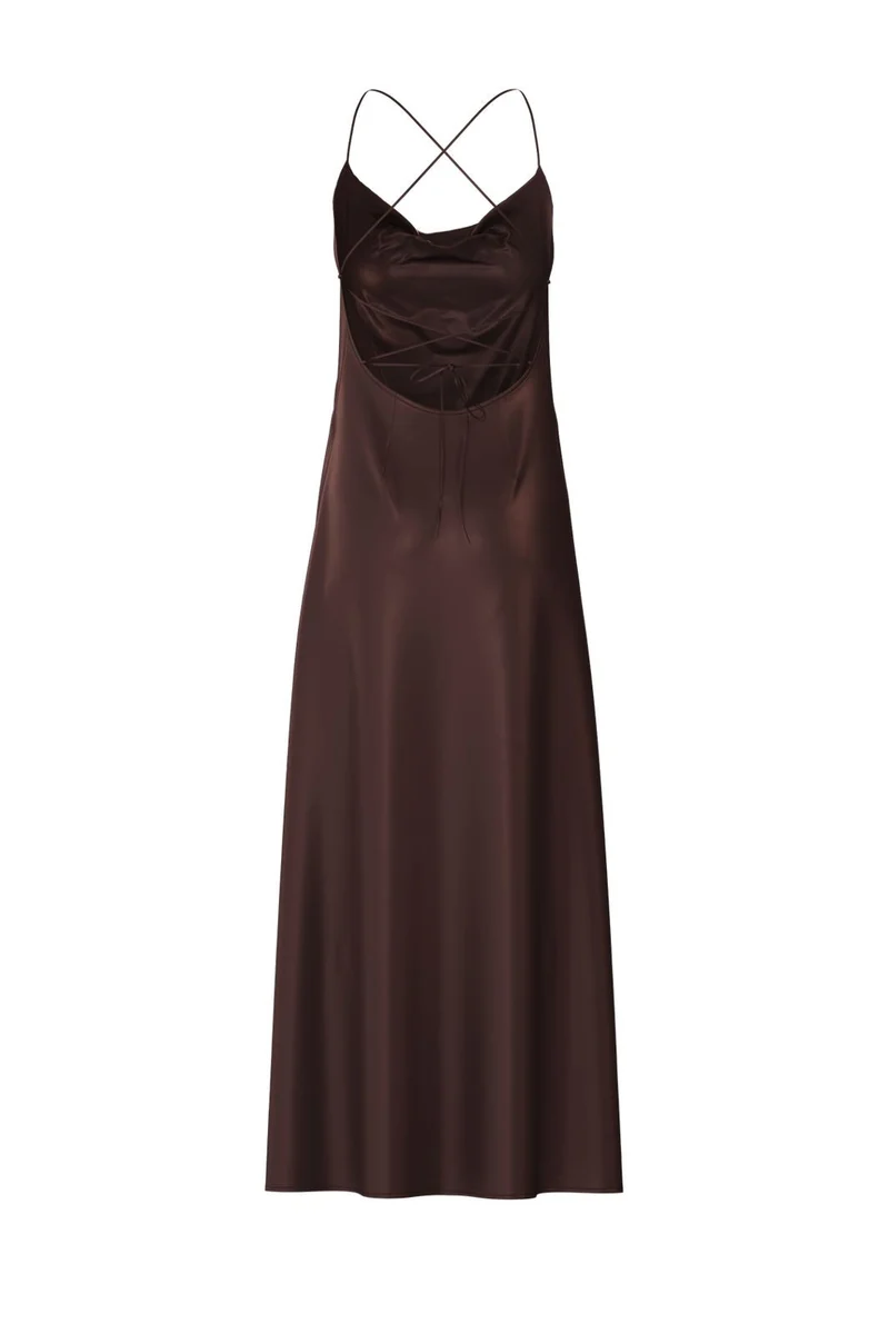 Object - Objsally Maxi Slip Dress - 5094700 Seal Brown
