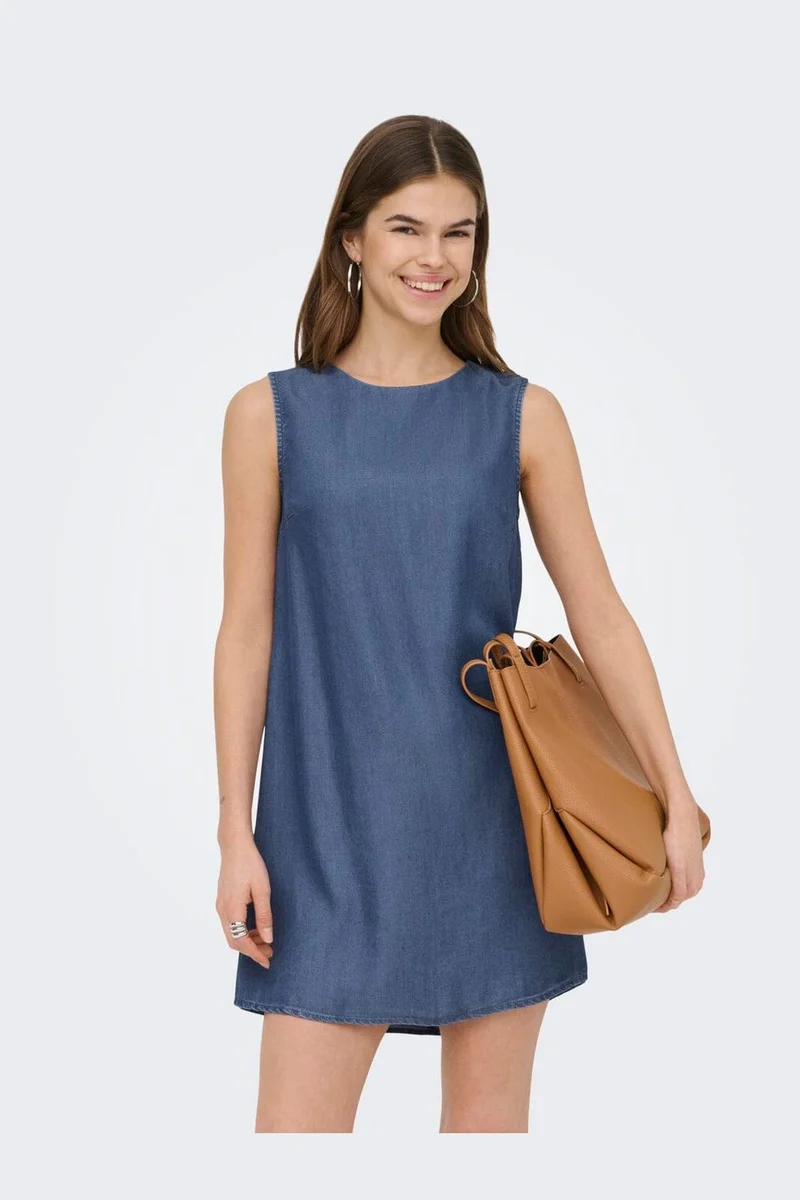 Only - Onlcharis Life Sl Short Dress Cc - 4977086 Dark Blue Denim
