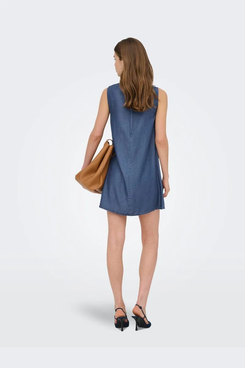 Only - Onlcharis Life Sl Short Dress Cc - 4977086 Dark Blue Denim